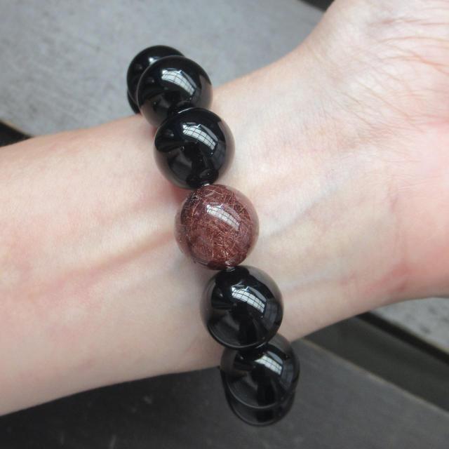 14ミリ玉 ルチルクォーツxオニキスxレッドタイガーアイブレスレット 天然石 パワーストーン < 男性アクセサリー/時計 14ミリ玉 ルチルクォーツxオニキスxレッドタイガーアイブレスレット 天然石 パワーストーン < 男性アクセサリー/時計の