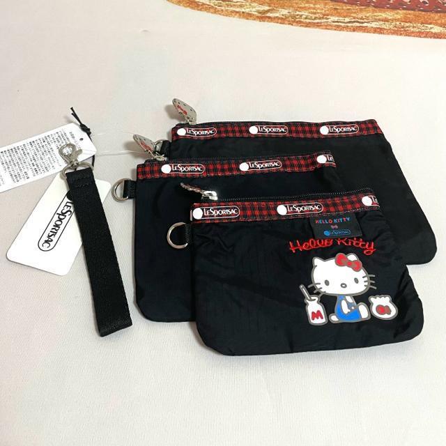 ★新品★LeSportsac レスポートサック ハローキティー ブラック 3連ポーチ コスメポーチ 3455 セット 送料無料 < 女性ファッション  ★新品★LeSportsac レスポートサック ハローキティー ブラック 3連ポーチ コスメポーチ 3455 セット 送料無料 < 女性ファッションの