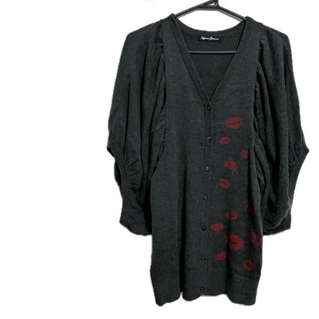 ヒステリックグラマー リップ柄 七分袖 変形 ニット カーディガン < 女性ファッション ヒステリックグラマー リップ柄 七分袖 変形 ニット カーディガン < 女性ファッションの