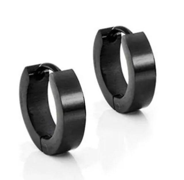 フープピアススタッド 黒 ステンレス製 ピアス < 男性アクセサリー/時計 フープピアススタッド 黒 ステンレス製 ピアス < 男性アクセサリー/時計の
