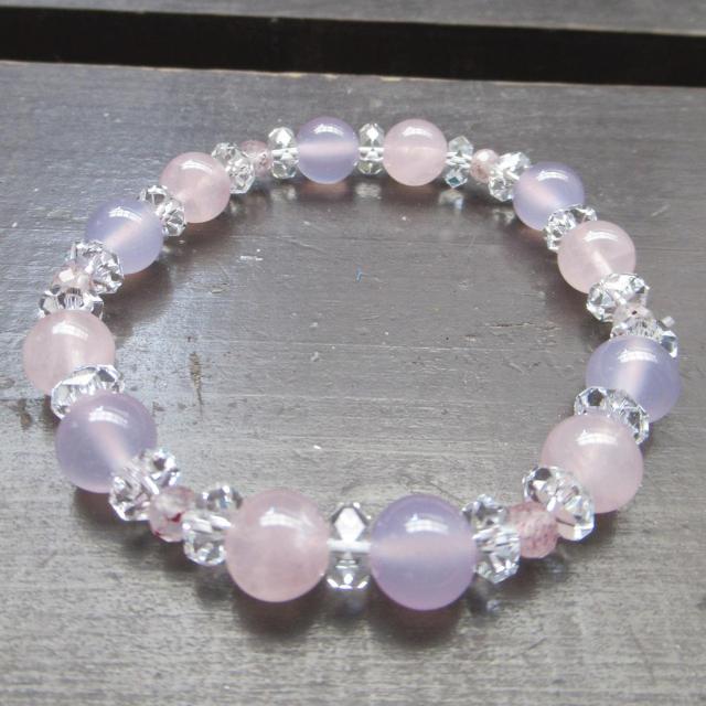 ローズクォーツxパープルカルセドニーxエピドートブレス < 女性アクセサリー/時計 ローズクォーツxパープルカルセドニーxエピドートブレス < 女性アクセサリー/時計の