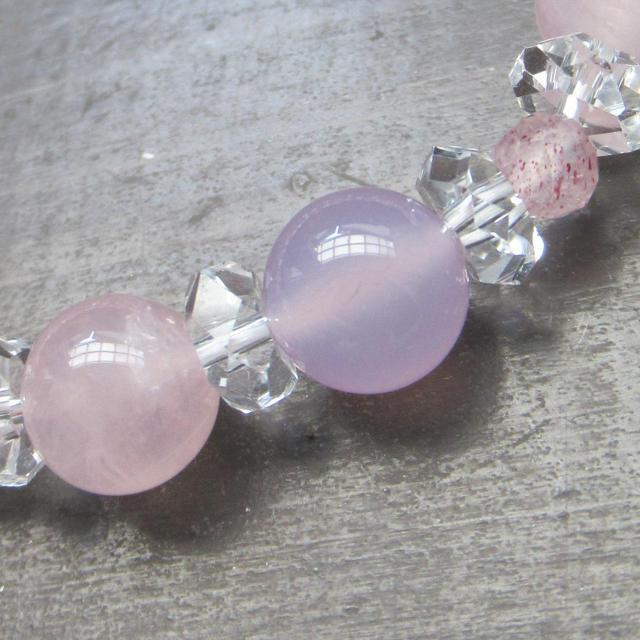 ローズクォーツxパープルカルセドニーxエピドートブレス < 女性アクセサリー/時計 ローズクォーツxパープルカルセドニーxエピドートブレス < 女性アクセサリー/時計の