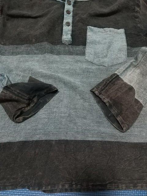 D&T Nepal 長袖 スタンドカラー ヘンリーネック シャツ カットソー アジアン エスニック ネパール製 ディーアンドティー < 男性ファッション  D&T Nepal 長袖 スタンドカラー ヘンリーネック シャツ カットソー アジアン エスニック ネパール製 ディーアンドティー < 男性ファッションの