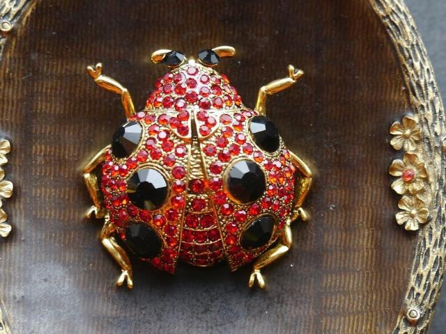 新品 アンティーク調きらきら赤系ストーンてんとう虫ブローチ ヴィンテージ風 クラシック ヴィクトリアン 大きめ テントウムシ < 女性アクセサリー/時計  新品 アンティーク調きらきら赤系ストーンてんとう虫ブローチ ヴィンテージ風 クラシック ヴィクトリアン 大きめ テントウムシ < 女性アクセサリー/時計の
