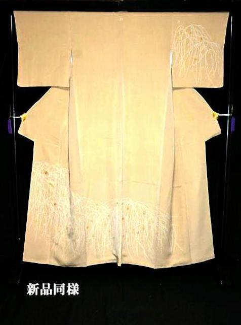 【最高級】新品同様 金彩 金駒シシュウ シシュウ しだれ柳に花 1つ紋 付下げ 身丈158cm 裄丈62.5cm T3408 < 女性ファッション  【最高級】新品同様 金彩 金駒シシュウ シシュウ しだれ柳に花 1つ紋 付下げ 身丈158cm 裄丈62.5cm T3408 < 女性ファッションの