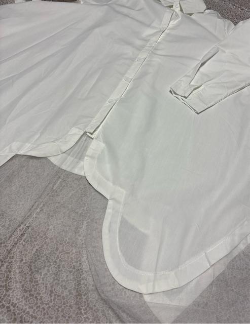 前開き シャツワンピース フレア レース重ね着風 長袖 ホワイト 大きいサイズ < 女性ファッション  前開き シャツワンピース フレア レース重ね着風 長袖 ホワイト 大きいサイズ < 女性ファッションの