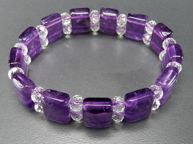 訳有色合い良好濃い目ロイヤル紫アメジスト四角バングルブレスレット < 女性アクセサリー/時計  訳有色合い良好濃い目ロイヤル紫アメジスト四角バングルブレスレット < 女性アクセサリー/時計の