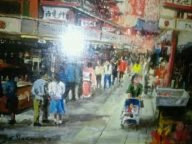 絵画 油彩 吉田栄一『浅草仲見世』真作保証 原画 < ホビー  絵画 油彩 吉田栄一『浅草仲見世』真作保証 原画 < ホビーの