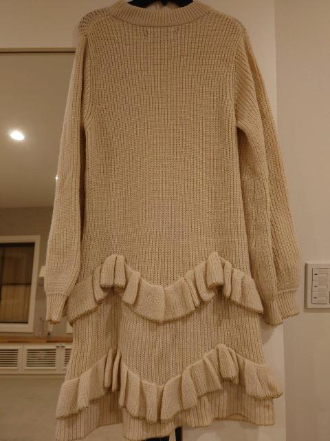 ベージュニットワンピースチュニック ゴールドフチ Mサイズ < 女性ファッション  ベージュニットワンピースチュニック ゴールドフチ Mサイズ < 女性ファッションの