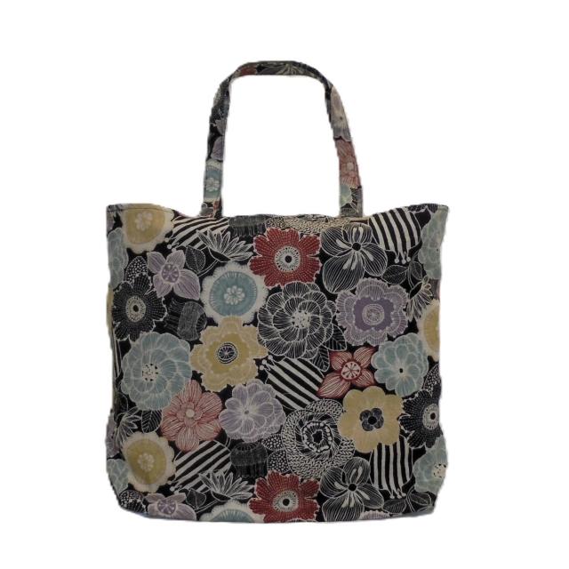 【Dカン】【LL】◆エコバッグに◆北欧モダンフラワー×黒地 < 女性ファッション 【Dカン】【LL】◆エコバッグに◆北欧モダンフラワー×黒地 < 女性ファッションの