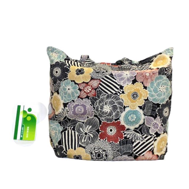 【Dカン】【LL】◆エコバッグに◆北欧モダンフラワー×黒地 < 女性ファッション 【Dカン】【LL】◆エコバッグに◆北欧モダンフラワー×黒地 < 女性ファッションの