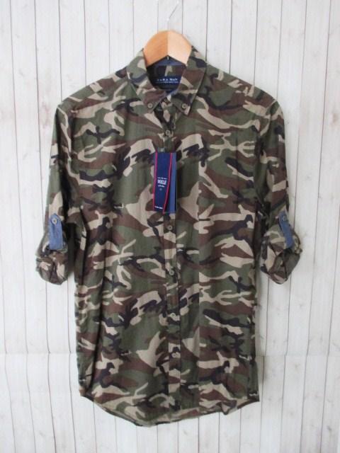 ☆ZARA/ザラ カモフラージュ柄 ロールアップシャツ/長袖/メンズ/S☆新品 < ブランド  ☆ZARA/ザラ カモフラージュ柄 ロールアップシャツ/長袖/メンズ/S☆新品  < ブランドの