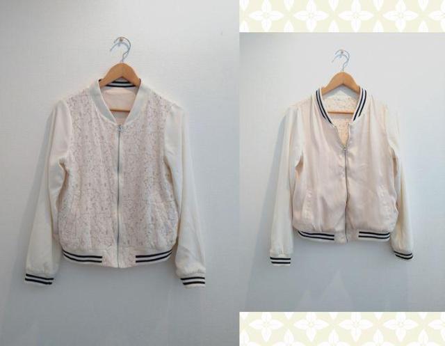 OLIVE des OLIVE オリーブ デ オリーブ◆リバーシブル アイボリー レース ジャケット ジャンパー < ブランド  OLIVE des OLIVE オリーブ デ オリーブ◆リバーシブル アイボリー レース ジャケット ジャンパー  < ブランドの