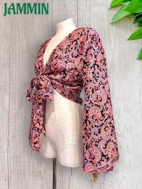 ペーズリー柄フレア袖ボレロ★アジアン★チョリ★エスニック < 女性ファッション ペーズリー柄フレア袖ボレロ★アジアン★チョリ★エスニック < 女性ファッションの