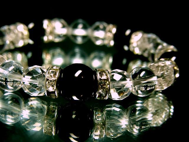 オニキス10ミリ§64面カット水晶§水晶§8ミリ§銀ロンデル < 女性アクセサリー/時計  オニキス10ミリ§64面カット水晶§水晶§8ミリ§銀ロンデル < 女性アクセサリー/時計の