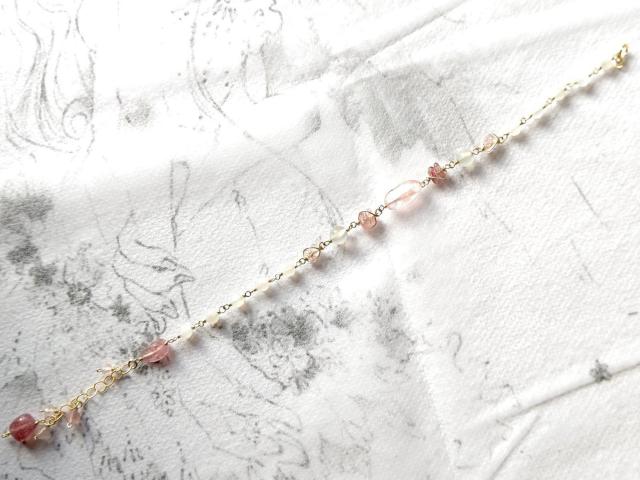 14kgf*ピンクエピドートとムーンストーンのブレスレット* 23007 < 女性アクセサリー/時計 14kgf*ピンクエピドートとムーンストーンのブレスレット* 23007 < 女性アクセサリー/時計の