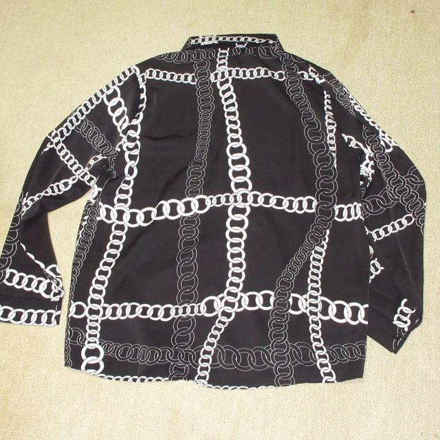 未使用タグ付☆チェーン柄*レディース長袖シャツ(ブラック) < 女性ファッション  未使用タグ付☆チェーン柄*レディース長袖シャツ(ブラック) < 女性ファッションの