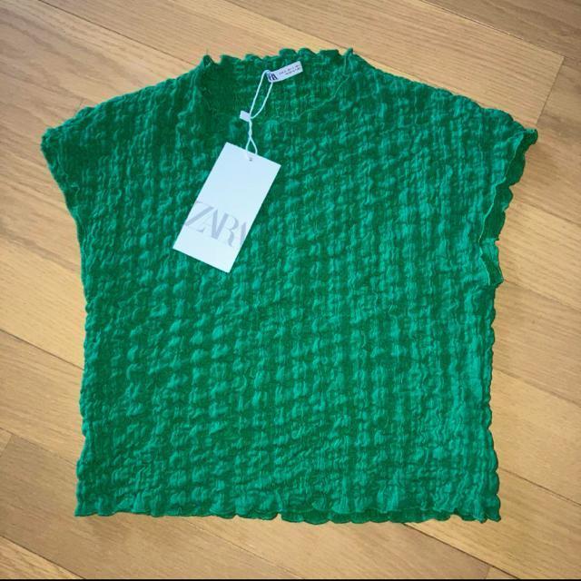 ZARA ザラ カットソー S グリーン ストレッチ < ブランド ZARA ザラ カットソー S グリーン ストレッチ < ブランドの