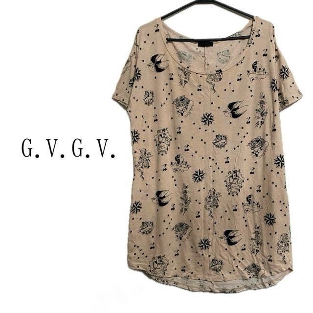 G.V.G.V. tatoo 総柄 半袖 オーバーサイズ カットソー < 女性ファッション G.V.G.V. tatoo 総柄 半袖 オーバーサイズ カットソー < 女性ファッションの