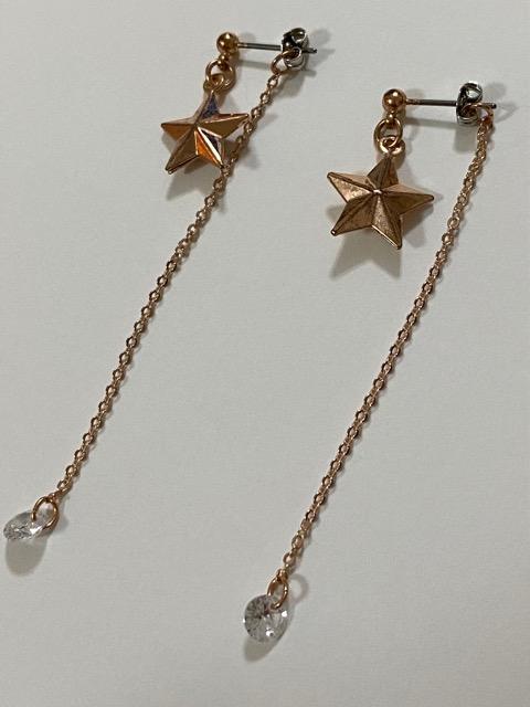 ジルコニアチェーン付きスタッズ風スターピアス☆ < 女性アクセサリー/時計  ジルコニアチェーン付きスタッズ風スターピアス☆  < 女性アクセサリー/時計の