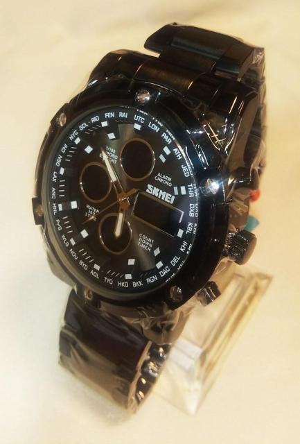 SKMEI 1389 �A�i���O�E�f�W�^���N�H�[�c�E�H�b�`�i�u���b�N�A�u���b�N�j �� �j���A�N�Z�T���[/���v�� 