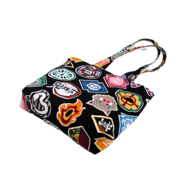 ◆小サイズ◆鬼滅の刃×黒地◆エコバッグ サブバッグ < 女性ファッション ◆小サイズ◆鬼滅の刃×黒地◆エコバッグ サブバッグ < 女性ファッションの