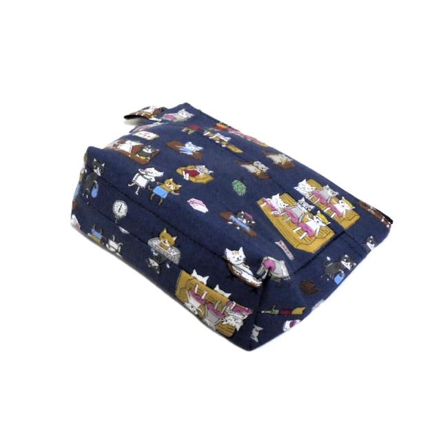 【17p幅】◆サウナ猫×紺ブルー地◆ファスナーポーチ < 女性ファッション 【17p幅】◆サウナ猫×紺ブルー地◆ファスナーポーチ < 女性ファッションの