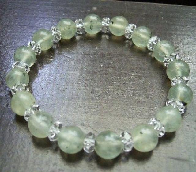 プレナイトxカット水晶ブレスレット < 女性アクセサリー/時計 プレナイトxカット水晶ブレスレット < 女性アクセサリー/時計の