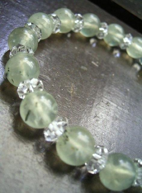 プレナイトxカット水晶ブレスレット < 女性アクセサリー/時計 プレナイトxカット水晶ブレスレット < 女性アクセサリー/時計の