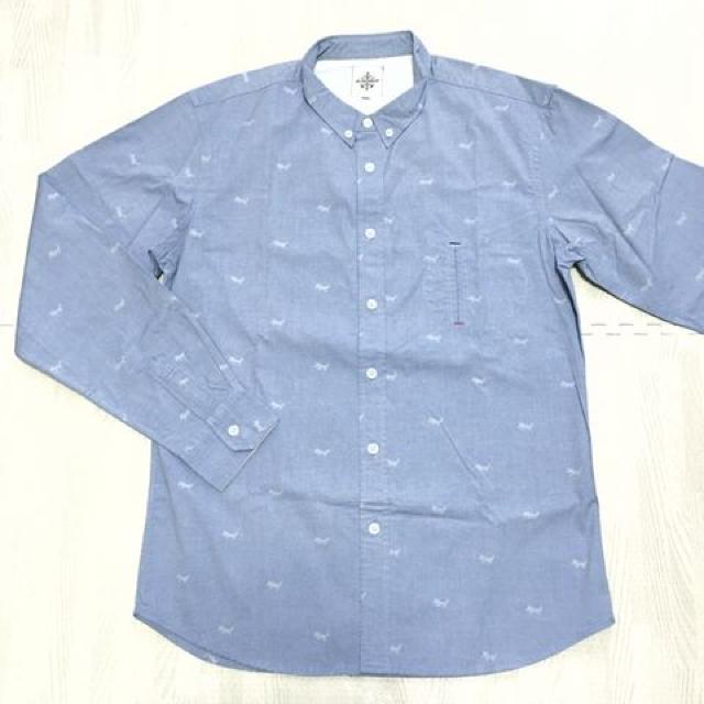 【美品】ボタンダウン カジュアル長袖シャツ/メンズM/きつね柄 < 男性ファッション  【美品】ボタンダウン カジュアル長袖シャツ/メンズM/きつね柄  < 男性ファッションの