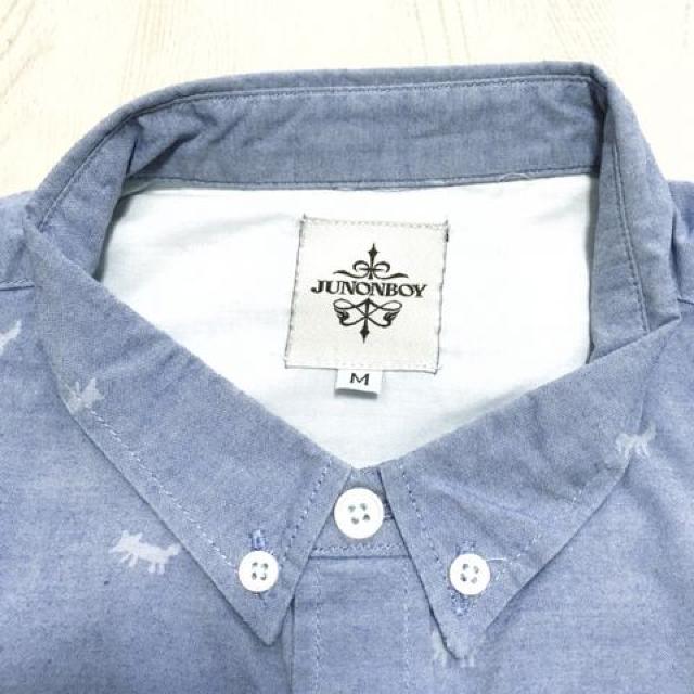【美品】ボタンダウン カジュアル長袖シャツ/メンズM/きつね柄 < 男性ファッション  【美品】ボタンダウン カジュアル長袖シャツ/メンズM/きつね柄 < 男性ファッションの
