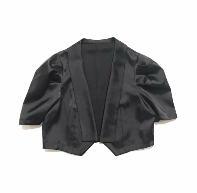 サテンショートジャケット〓肩が出るドレスに!黒(M)新品〓 < 女性ファッション サテンショートジャケット〓肩が出るドレスに!黒(M)新品〓 < 女性ファッションの
