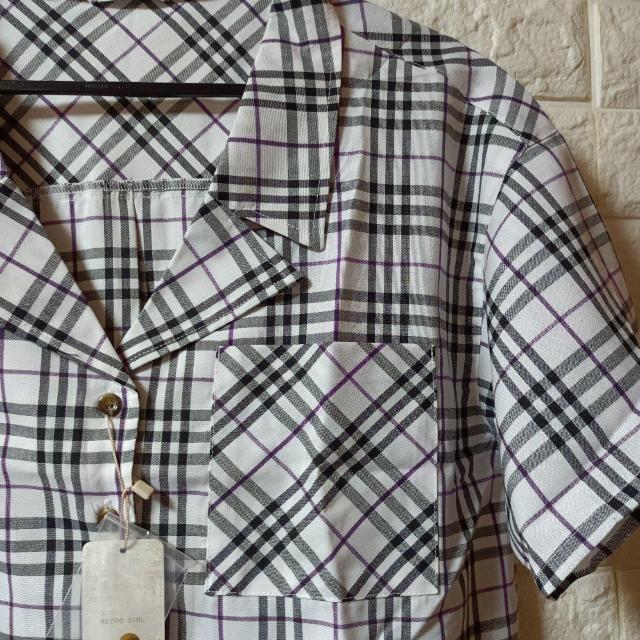 レトロガール★新品★チェック柄ショート丈オーバーシャツ < ブランド  レトロガール★新品★チェック柄ショート丈オーバーシャツ < ブランドの