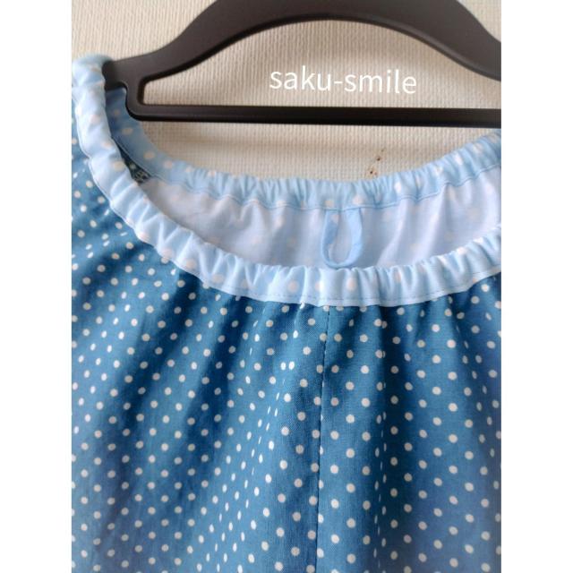 saku-smile ハンドメイド作品 スモック かぶりタイプ 袖なし 100~110size ブルー系 < キッズ/ベビー  saku-smile ハンドメイド作品 スモック かぶりタイプ 袖なし 100~110size ブルー系 < キッズ/ベビーの