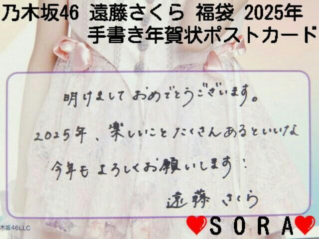 【乃木坂46/遠藤さくら】2025年 Lucky Bag ラッキーバッグ福袋♪個別手書き年賀状ポストカード < タレントグッズ  【乃木坂46/遠藤さくら】2025年 Lucky Bag ラッキーバッグ福袋♪個別手書き年賀状ポストカード < タレントグッズの