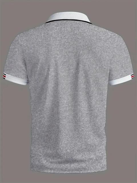 爆ヤス価格1490円★男性用ワッフルニットポロシャツ、コントラストトリム付き、半袖 USAサイズM(日本サイズXL相当)グレー < 男性ファッション 爆ヤス価格1490円★男性用ワッフルニットポロシャツ、コントラストトリム付き、半袖 USAサイズM(日本サイズXL相当)グレー < 男性ファッションの