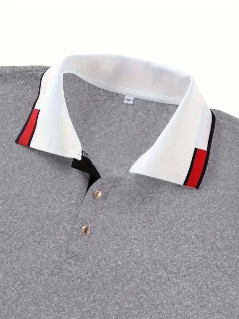 爆ヤス価格1490円★男性用ワッフルニットポロシャツ、コントラストトリム付き、半袖 USAサイズM(日本サイズXL相当)グレー < 男性ファッション 爆ヤス価格1490円★男性用ワッフルニットポロシャツ、コントラストトリム付き、半袖 USAサイズM(日本サイズXL相当)グレー < 男性ファッションの