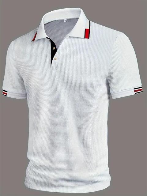 爆ヤス価格1490円★男性用ワッフルニットポロシャツ、コントラストトリム付き、半袖 USAサイズM(日本サイズXL相当)グレー < 男性ファッション 爆ヤス価格1490円★男性用ワッフルニットポロシャツ、コントラストトリム付き、半袖 USAサイズM(日本サイズXL相当)グレー < 男性ファッションの