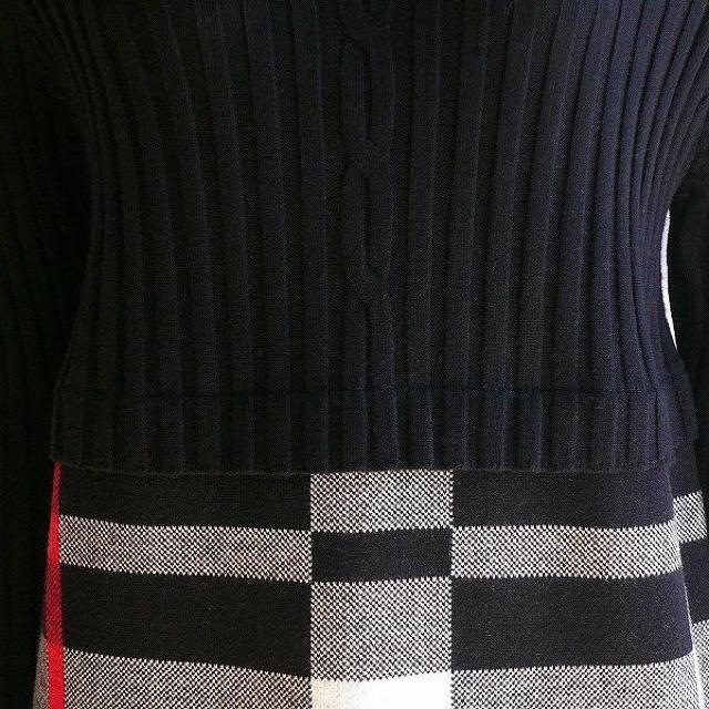 新品 9187 ML 英国調 チェック ニット ワンピース 秋 冬 リブ ケーブル編み 切替 レディース 黒系 ブラック < 女性ファッション 新品 9187 ML 英国調 チェック ニット ワンピース 秋 冬 リブ ケーブル編み 切替 レディース 黒系 ブラック < 女性ファッションの