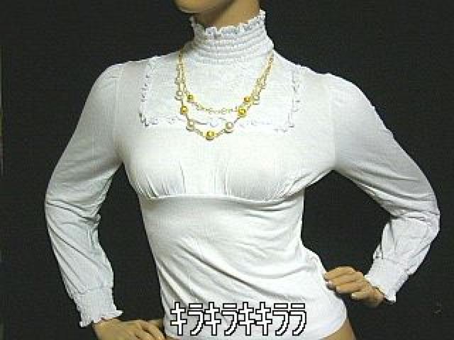 【Divas】《New》ゴールド2連ネックレス付★胸元刺繍カットソー<ホワイト> < ブランド 【Divas】《New》ゴールド2連ネックレス付★胸元刺繍カットソー<ホワイト> < ブランドの