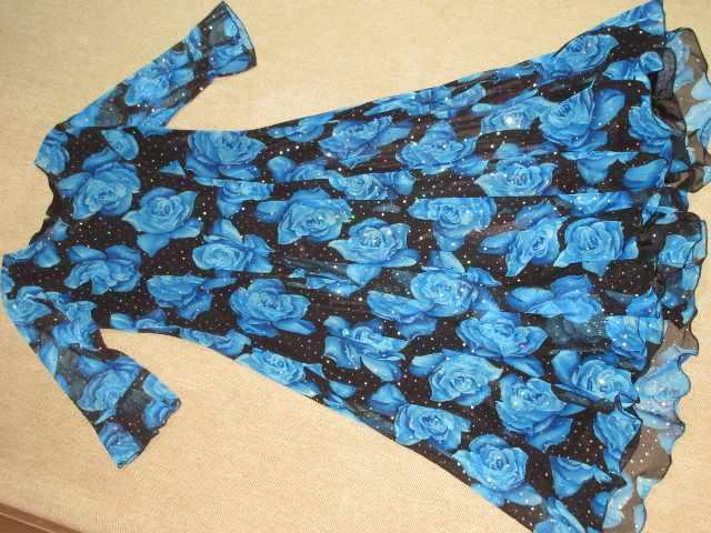 ロング丈*フレアドレスワンピース*花柄(ブルー×ブラック) < 女性ファッション  ロング丈*フレアドレスワンピース*花柄(ブルー×ブラック)  < 女性ファッションの