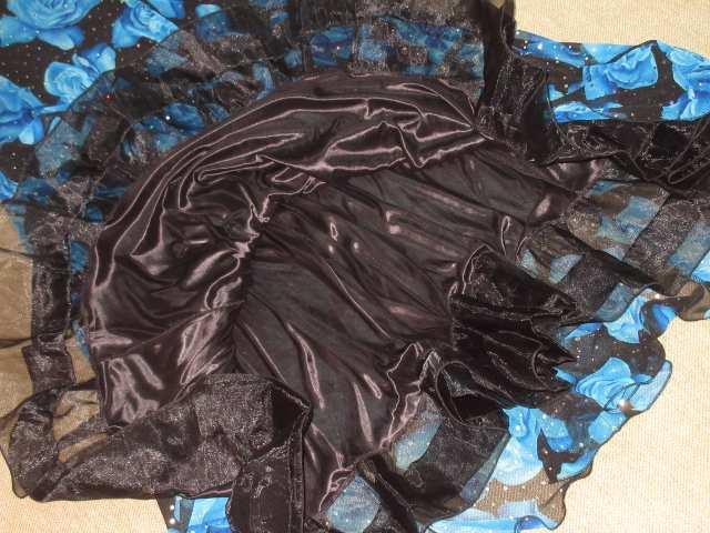 ロング丈*フレアドレスワンピース*花柄(ブルー×ブラック) < 女性ファッション  ロング丈*フレアドレスワンピース*花柄(ブルー×ブラック) < 女性ファッションの