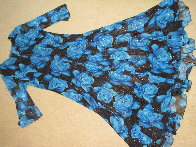 ロング丈*フレアドレスワンピース*花柄(ブルー×ブラック) < 女性ファッション  ロング丈*フレアドレスワンピース*花柄(ブルー×ブラック) < 女性ファッションの