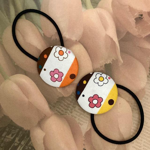 ハンドメイド♪くるみボタンのヘアゴム2個セット(レトロ) < 女性ファッション  ハンドメイド♪くるみボタンのヘアゴム2個セット(レトロ)  < 女性ファッションの