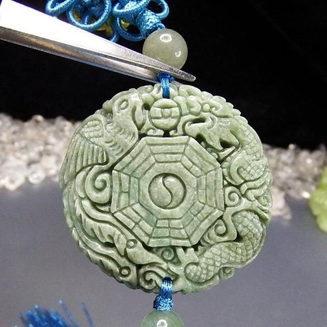 濃い目ひすい天然石龍鳳呈祥八卦彫刻車飾り車内部屋飾り開運風水物ピンク < インテリア/ライフ  濃い目ひすい天然石龍鳳呈祥八卦彫刻車飾り車内部屋飾り開運風水物ピンク < インテリア/ライフの