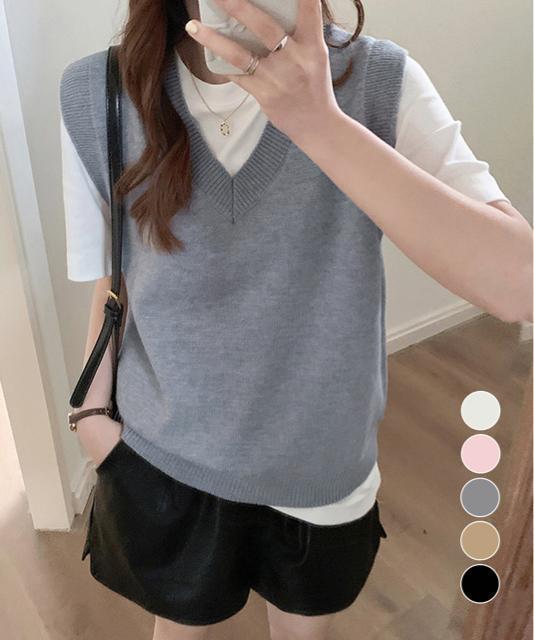 送料無料 新品 ニットベスト Vネック 重ね着 春秋冬 < 女性ファッション  送料無料 新品 ニットベスト Vネック 重ね着 春秋冬  < 女性ファッションの