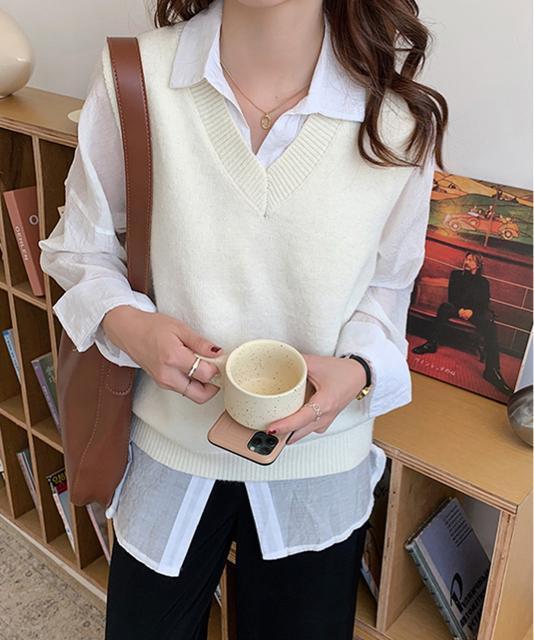 送料無料 新品 ニットベスト Vネック 重ね着 春秋冬 < 女性ファッション  送料無料 新品 ニットベスト Vネック 重ね着 春秋冬 < 女性ファッションの