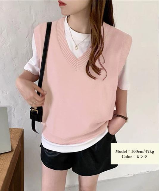 送料無料 新品 ニットベスト Vネック 重ね着 春秋冬 < 女性ファッション  送料無料 新品 ニットベスト Vネック 重ね着 春秋冬 < 女性ファッションの