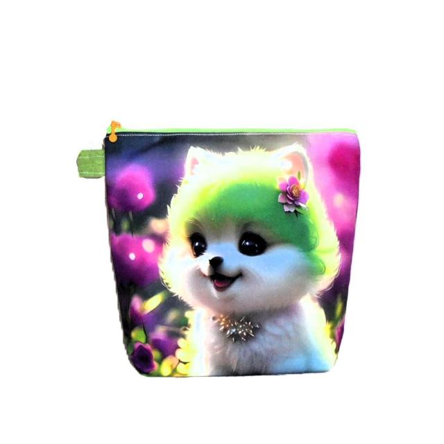 【21p幅】◆ポメラニアン◆メルヘングリーン・薔薇◆両面同柄ファスナーポーチ < 女性ファッション 【21p幅】◆ポメラニアン◆メルヘングリーン・薔薇◆両面同柄ファスナーポーチ < 女性ファッションの
