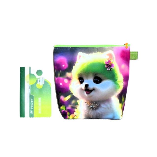 【21p幅】◆ポメラニアン◆メルヘングリーン・薔薇◆両面同柄ファスナーポーチ < 女性ファッション 【21p幅】◆ポメラニアン◆メルヘングリーン・薔薇◆両面同柄ファスナーポーチ < 女性ファッションの